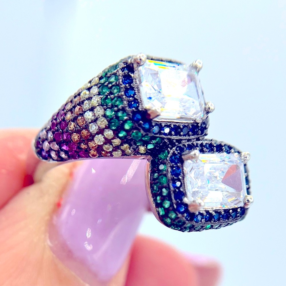 NWT PRIDE RAINBOW STERLING SILVER COCKTAIL RING